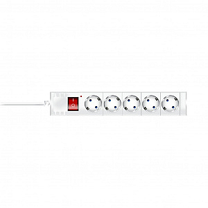 Фильтр сетевой 5 гнезд с выкл. с заземлением 10А/2,2кВт 5 м со шторками белый 32577 2 Duwi