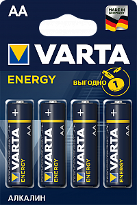 Элемент питания LR6 (AA) Energy 1.5В бл/4 (4106 213 414) батарейка щелочная 4106213414 VARTA