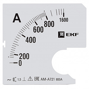 Шкала сменная для амперметра A721 800/5А-1,5 EKF PROxima s-a721-800