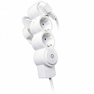 Удлинитель 3 гнезда/розетки 2 метра с/з 10А ПВС 3x0,75 со шторками с выключателем (32007 6) Duwi Qui