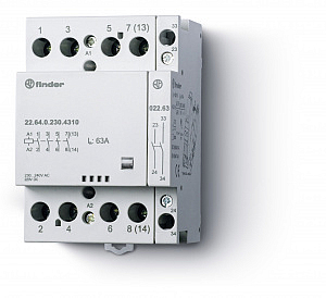 Контактор модульный 4NO 63А контакты AgSnO2 230В АС/DC ширина 53.5мм IP20 мех.индикатор 226402304310