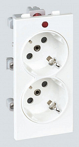 Розетка двойная Connect с ЗК Schuko, белый 16А CIMA-модуль 52x108 мм. S1-9 Simon