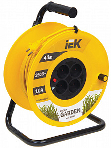 Удлинитель 40 метров УК40 на катушке с термозащитой, 4 гнезда, 2P, ПВС 2х1мм2, WKP23-10-04-40 IEK
