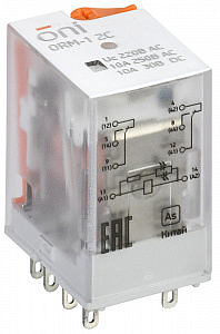 Реле интерфейсное ORM-1 2C 220В AC с LED и тестовой кнопкой ORM-1-2C-AC220V-L-B ONI