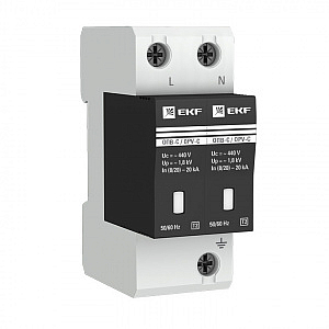 Ограничитель импульсных напряжений  ОПВ-C/2P In 20кА 400В (с сигнализацией) (opv-c2) EKF