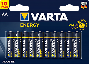 Элемент питания LR6 (AA) Energy 1.5В бл/10 (4106 229 491) батарейка щелочная 4106229491 VARTA