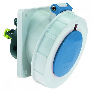 Розетка встраиваемая наклонная 16A 3п(2P+РE) 6ч, 230В, IP67 фланец 74х62 Bals 12205