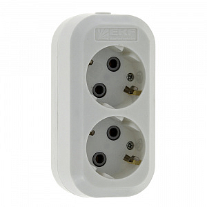 Колодка удлинителя "Эксперт" 2 гнезда/розетки 16А 3,5кВт c заземлением Simple (AKB16-2) EKF
