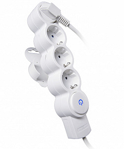 Удлинитель 4 гнезда/розетки 3 метра с/з 10А ПВС 3x0,75 со шторками с выключателем (32014 4) Duwi Qui