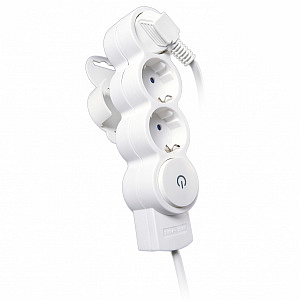 Удлинитель 3 гнезда/розетки 5 метров с/з 10А ПВС 3x0,75 со шторками с выключателем (32009 0) Duwi Qu