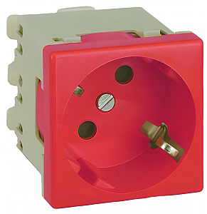Simon Connect Розетка красный одноместная с ЗК Schuko, 16А 250В, 45х45мм, винтовые клеммыK01-6