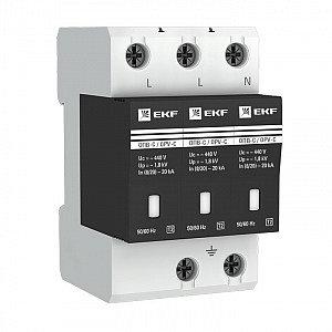 Ограничитель импульсных напряжений  ОПВ-C/3P In 20кА 400В (с сигнализацией) (opv-c3) EKF